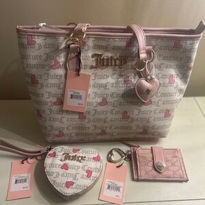 Juicy Couture I Heart Juicy PINK Tote Bag, Wallet and Wristlet New With Tags
